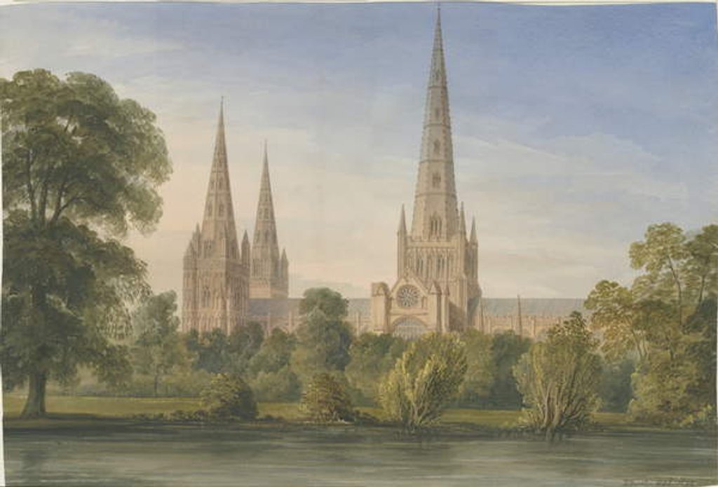 Detail of Lichfield Cathedral - South South East View by John Buckler