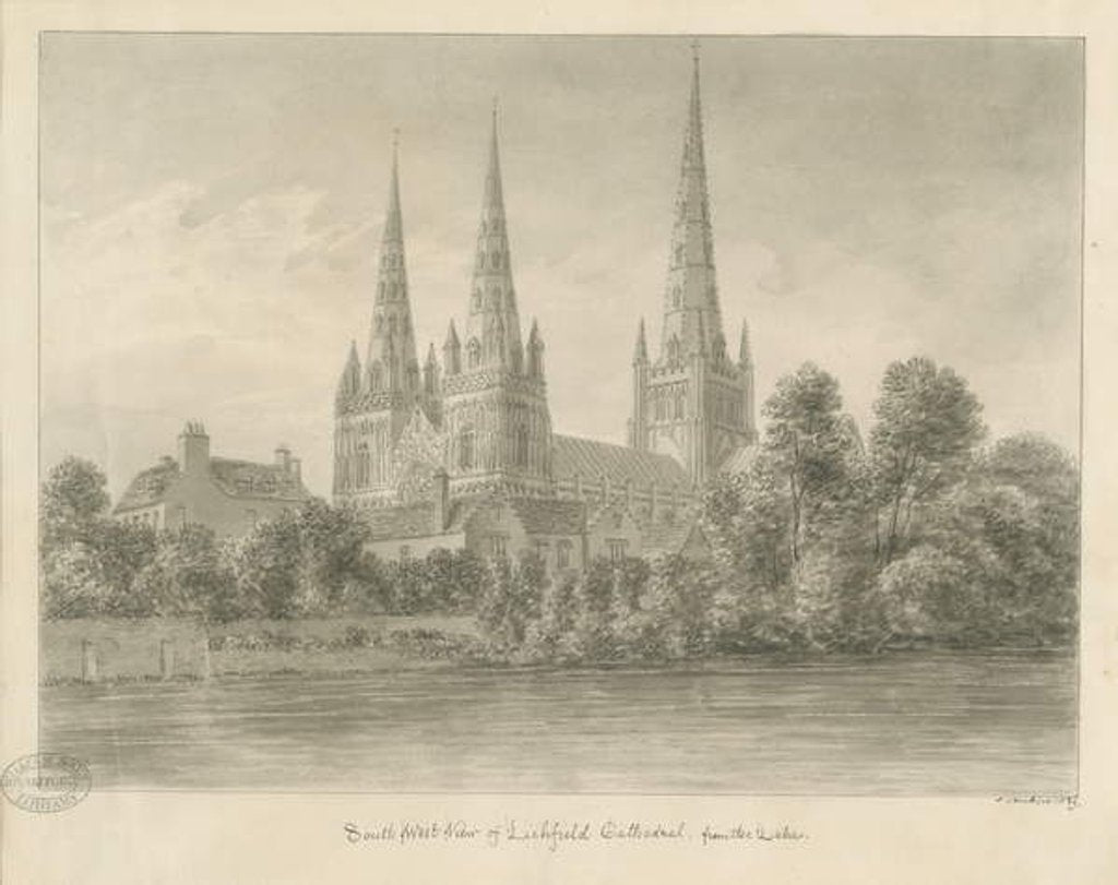 Detail of Lichfield Cathedral - South West View by John Buckler