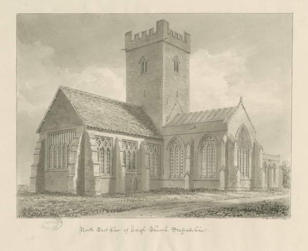 Detail of Leigh Church: sepia drawing, 1824 by John Buckler