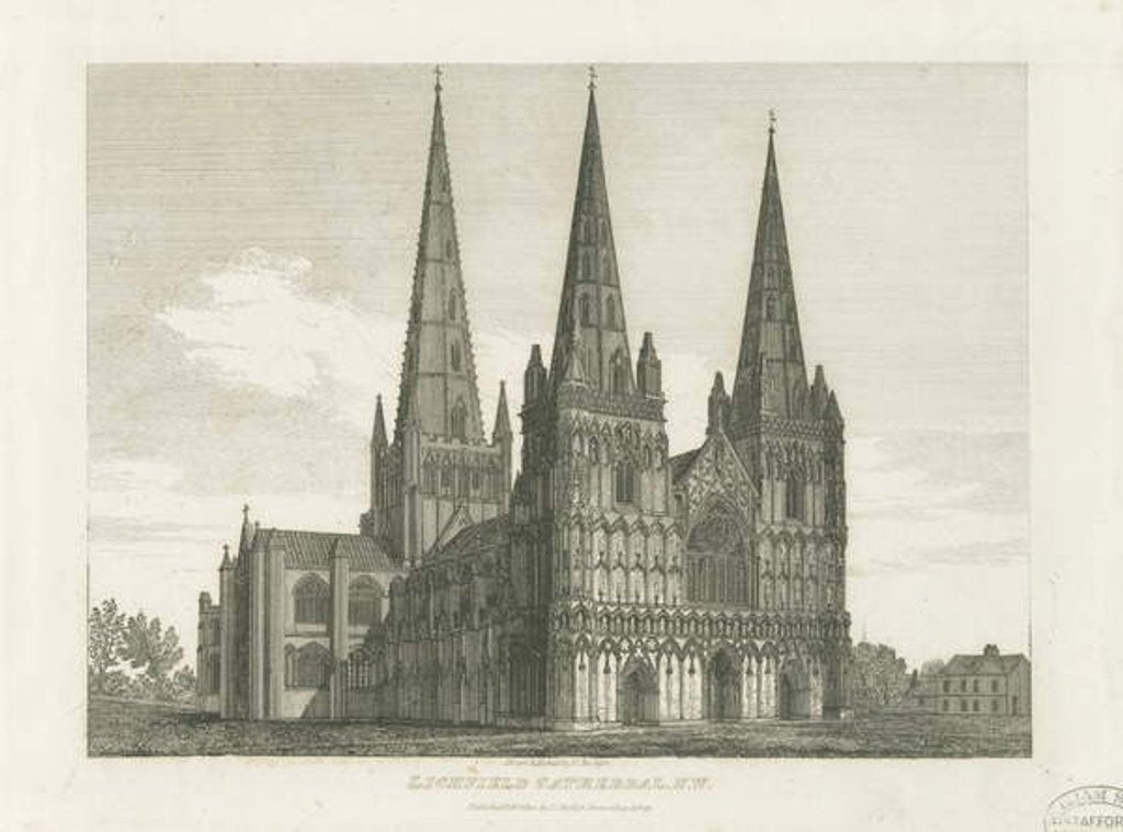 Detail of Lichfield Cathedral - West Front by John Chessell Buckler