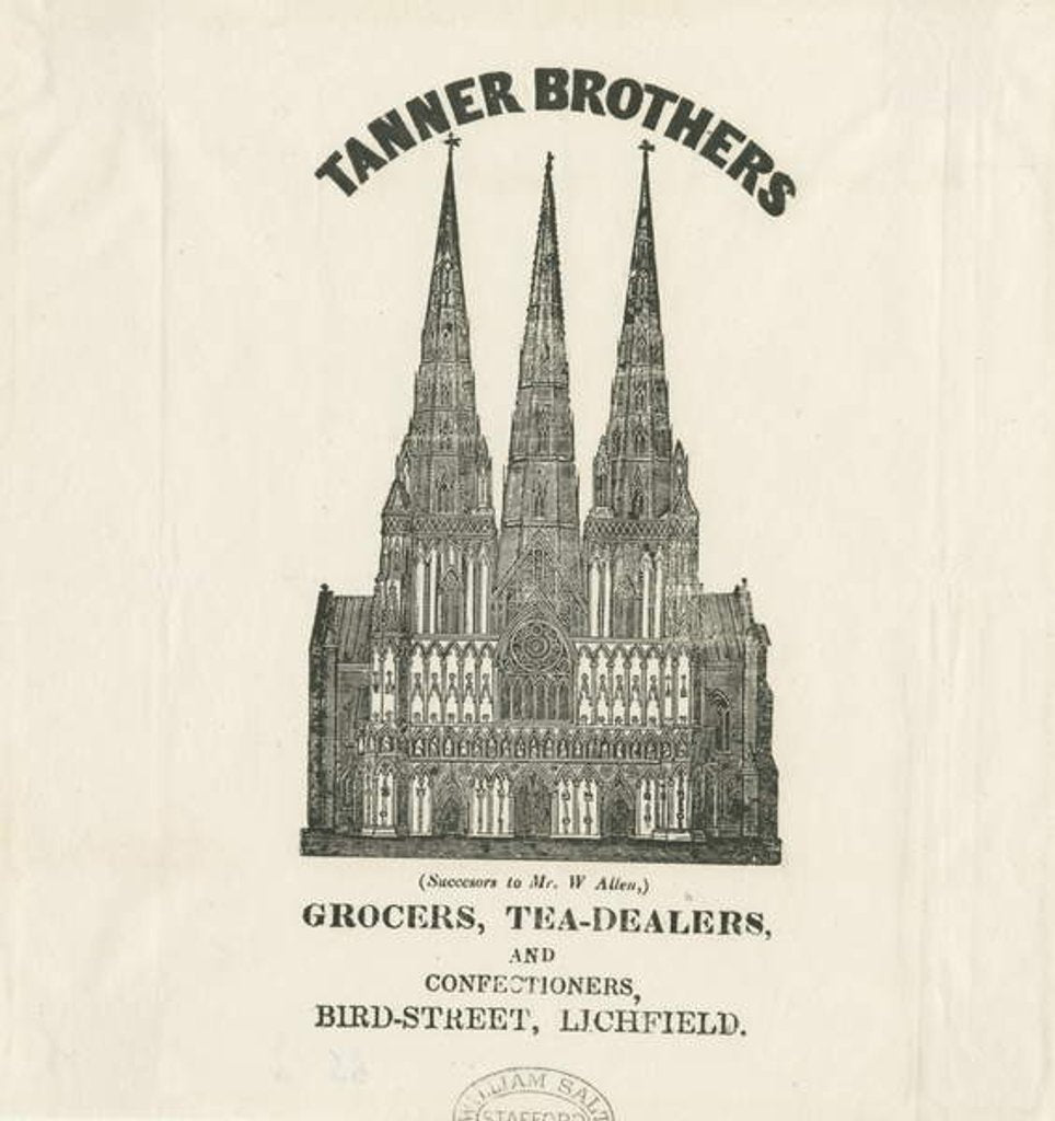 Detail of Lichfield Cathedral - West Front: print, nd [?19th cent] by School English