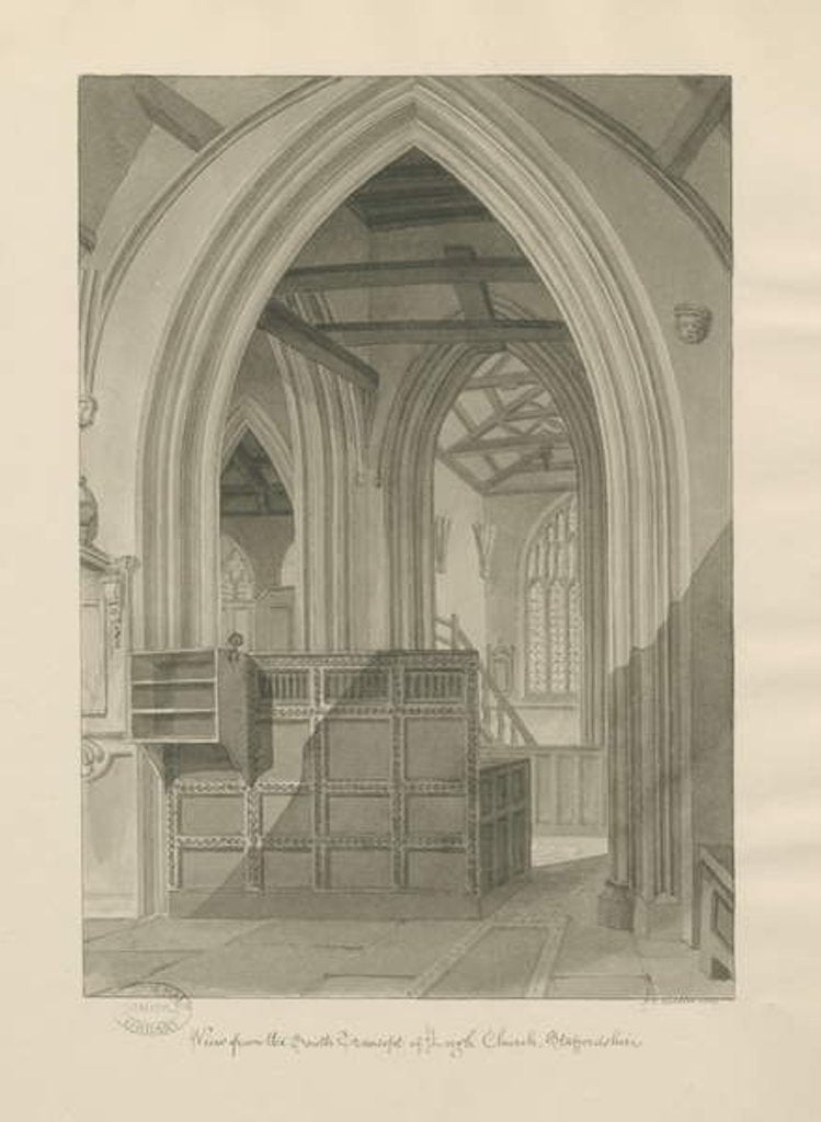 Detail of Interior of Leigh Church by John Chessell Buckler