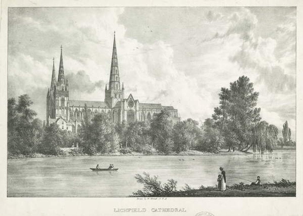 Detail of Lichfield Cathedral - South View by William Westall
