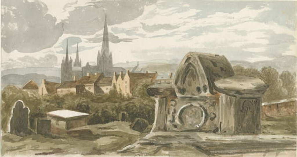 Detail of Lichfield - Old tomb in St. Michael's Churchyard by School English