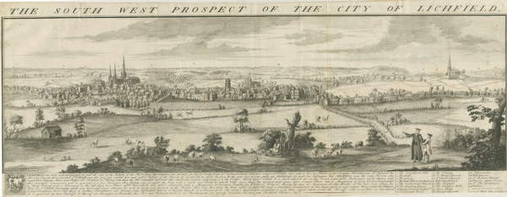 Detail of Lichfield - South West Prospect: engraving, 1732 by Samuel Buck