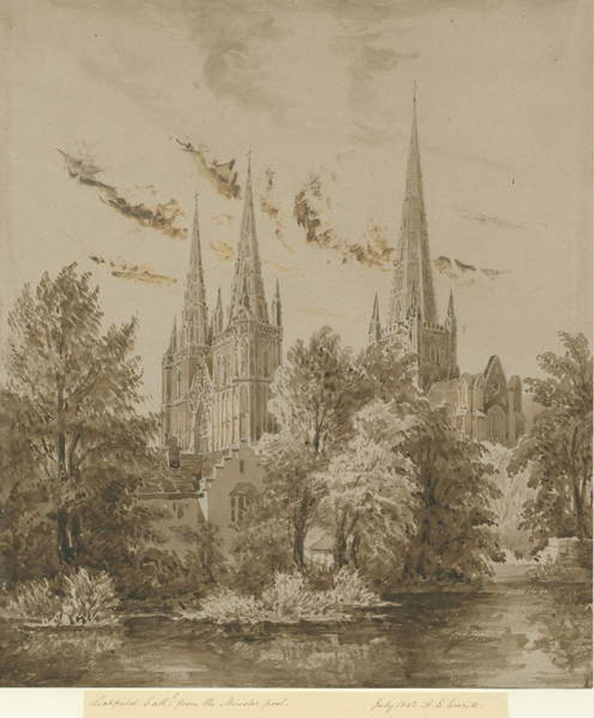 Detail of Lichfield Cathedral - South West View by Allen Edward Everitt