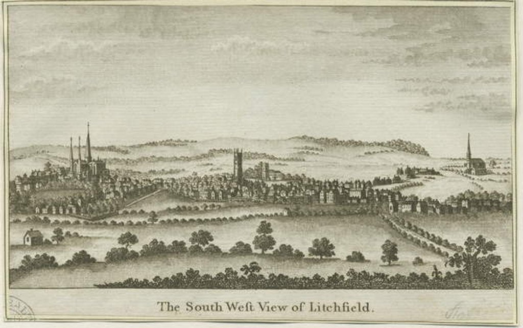 Detail of Lichfield - South West View: copper-plate engraving, nd [late 18th cent] by School English