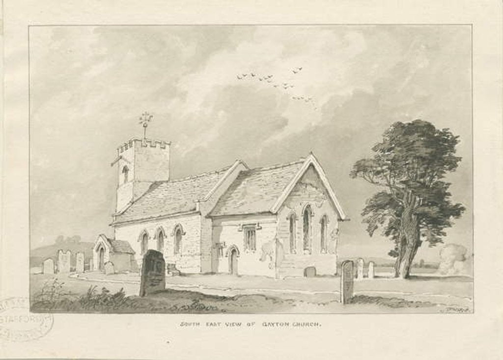 Detail of Gayton Church: sepia drawing, 1838 by Thomas Peploe Wood