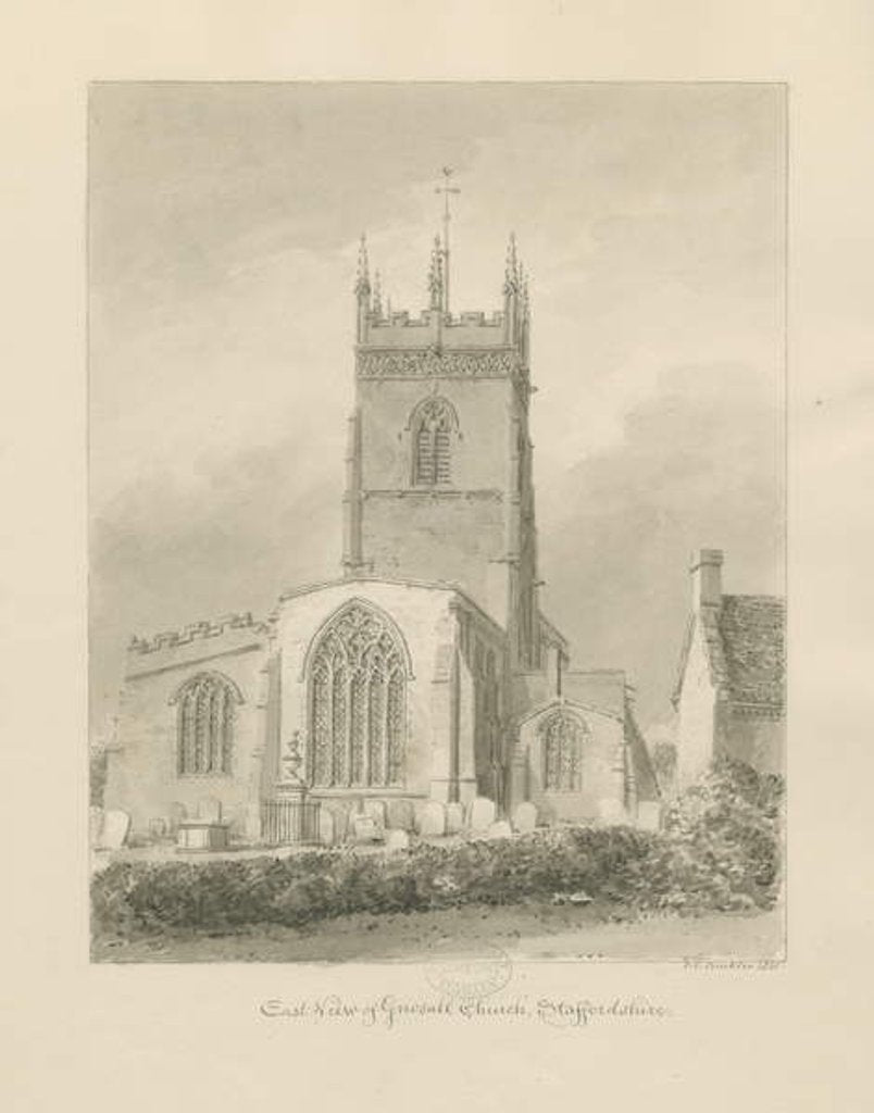 Detail of Gnosall Church by John Chessell Buckler