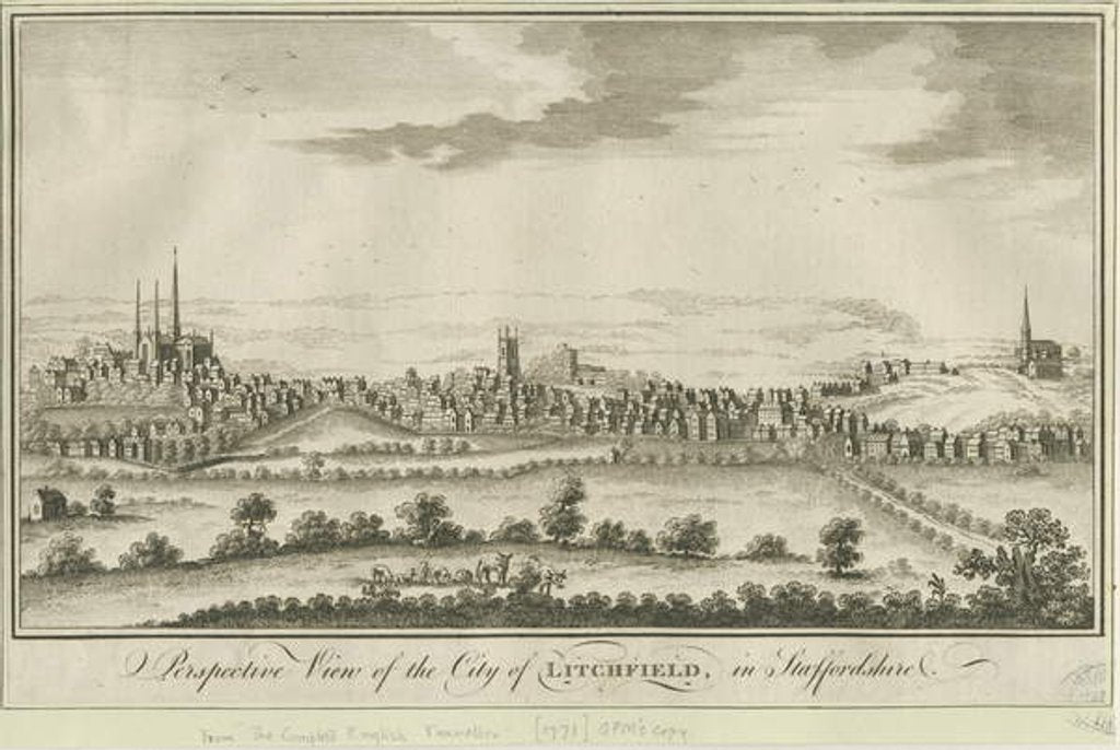 Detail of Lichfield - South West View: engraving, nd [1771] by School English