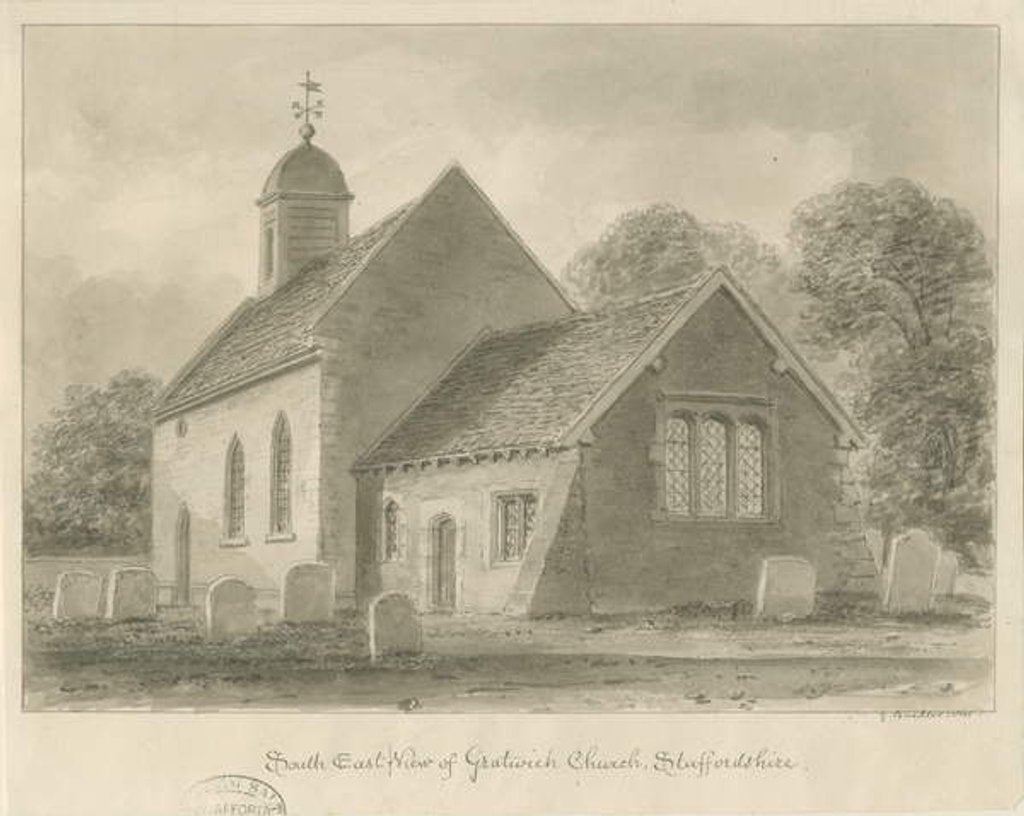 Detail of Gratwich Church by John Buckler