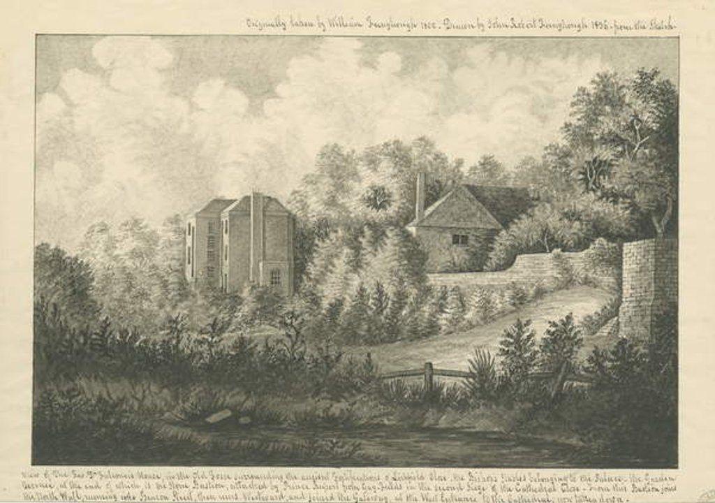 Detail of Lichfield Cathedral Close - 'Dr. Falconer's House: pen and ink drawing, 1800 by William Fernyhough