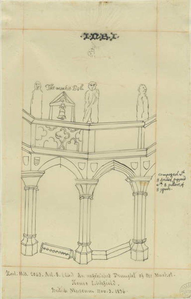 Detail of Lichfield - Market Place: tracing, 3 Nov 1836 by School English