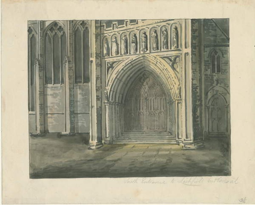 Detail of Lichfield Cathedral - South Transept by School English