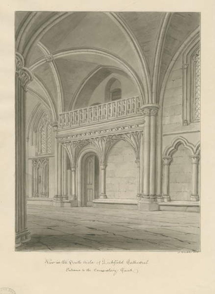 Detail of Interior of Lichfield Cathedral - Entrance to Consistory Court by John Buckler