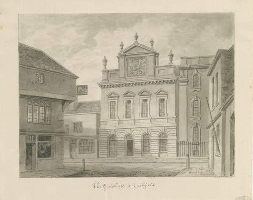 Detail of Lichfield - Guildhall: sepia drawing, 1838 by John Buckler
