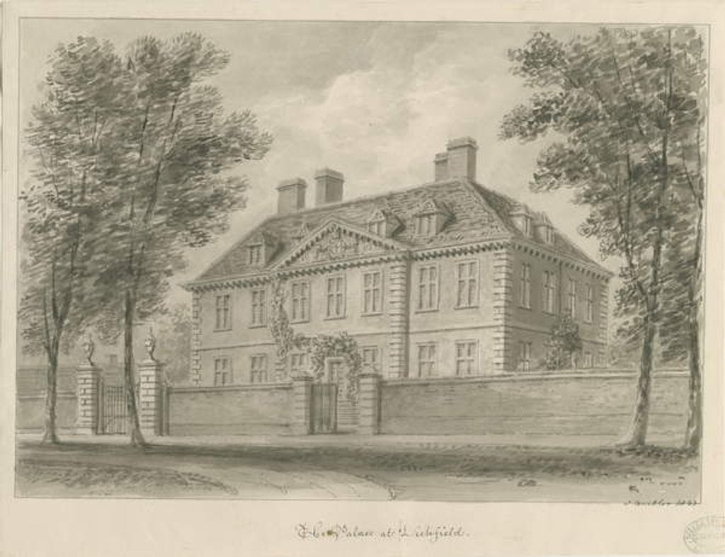 Detail of Lichfield - Bishop's Palace in The Close by John Buckler