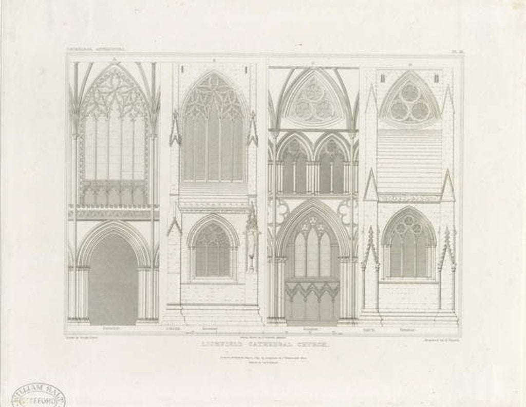 Detail of Interior of Lichfield Cathedral - Nave and Choir by John Britton