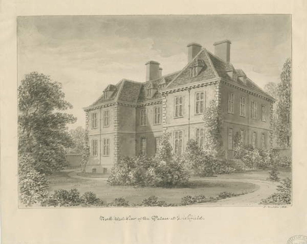 Detail of Lichfield - Bishop's Palace in The Close by John Buckler