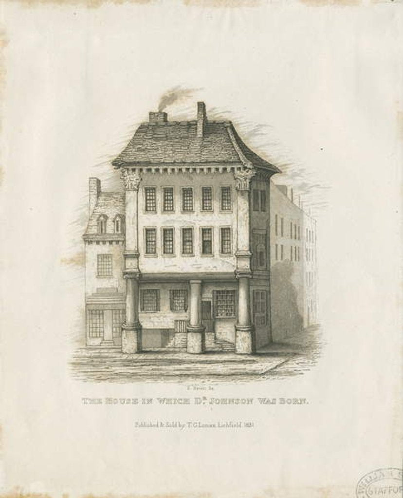 Detail of Lichfield - Birth-place of Dr. Johnson: engraving, nd [c 1831] by Thomas George Lomax