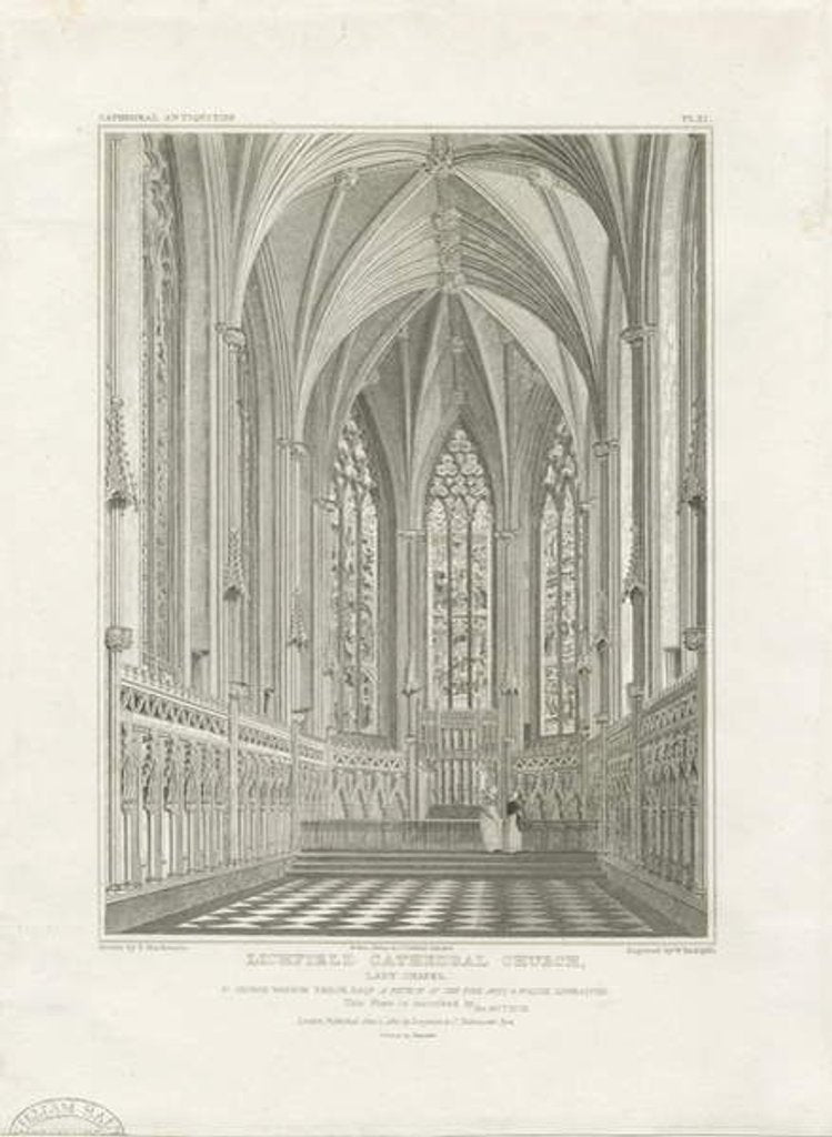 Detail of Interior of Lichfield Cathedral - Lady Chapel: engraving by John Britton