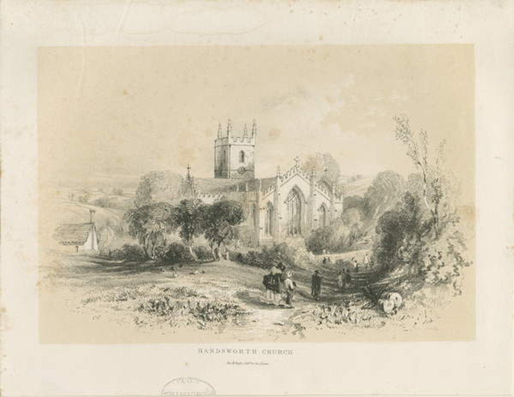 Detail of Handsworth Church: lithograph by Louis Haghe