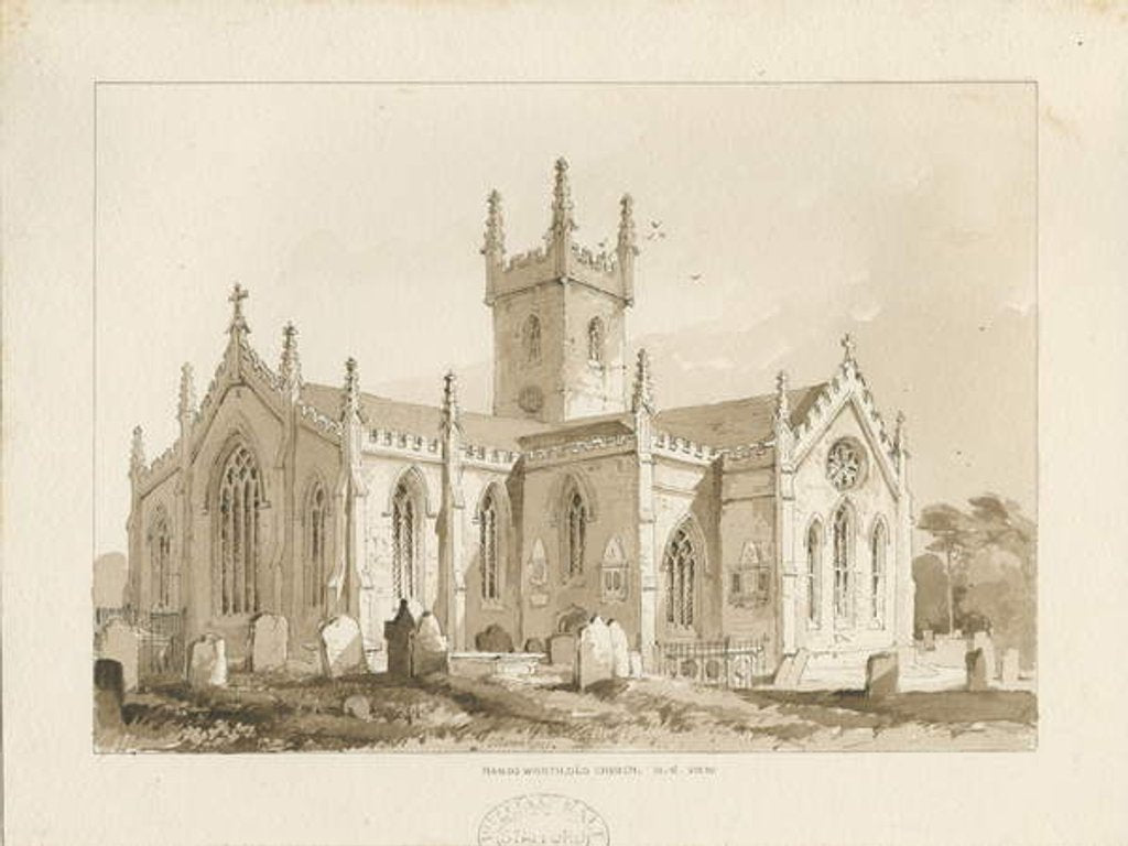 Detail of Handsworth Church: sepia drawing, 1841 by Thomas Peploe Wood