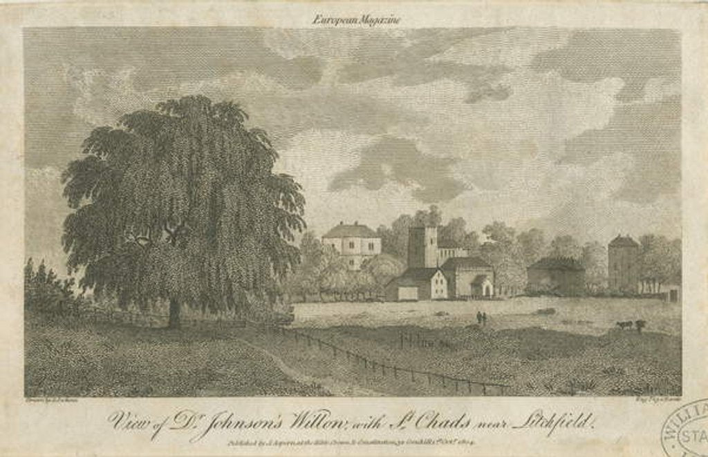 Detail of Lichfield - 'Dr. Johnson's' Willow Tree: engraving by Samuel Rawle