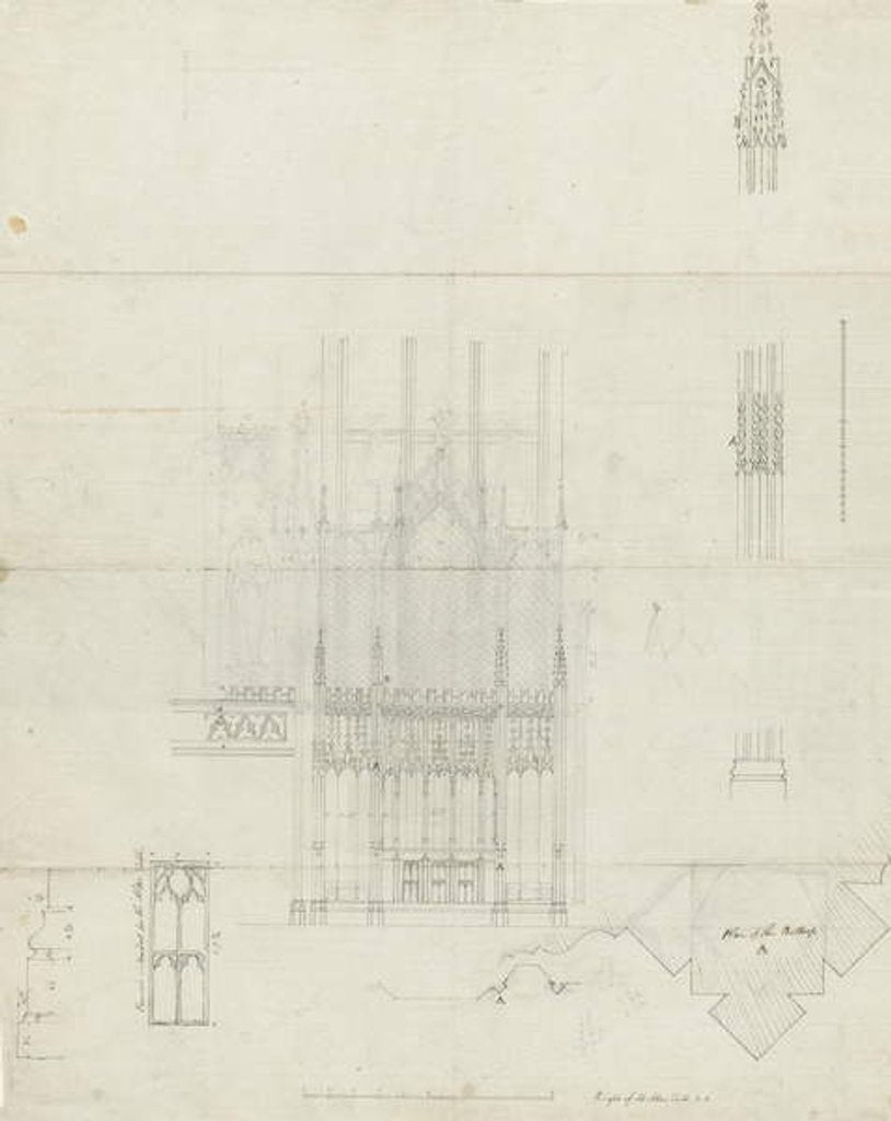 Detail of Interior of Lichfield Cathedral - Reredos to Altar by School English