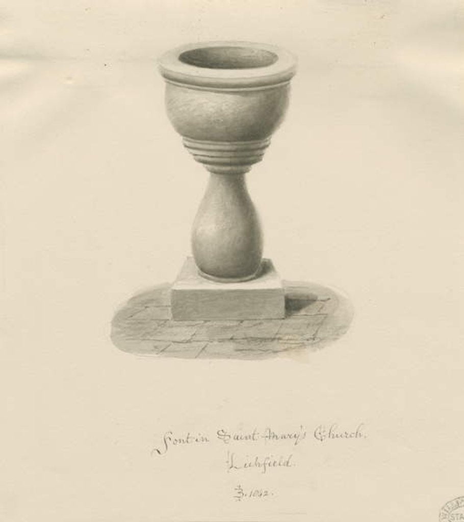Detail of Lichfield - Font in St. Mary's Church by John Buckler