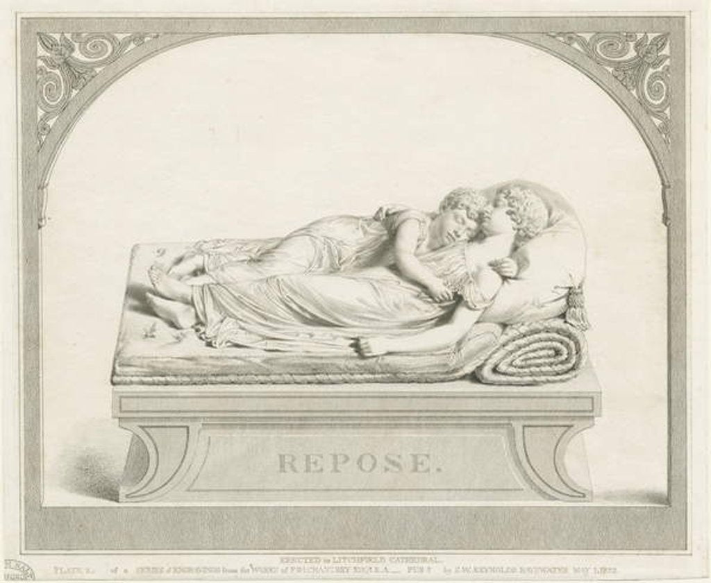 Detail of Lichfield Cathedral - 'The Sleeping Children': engraving, nd [c 1823] by Francis Legatt Chantrey