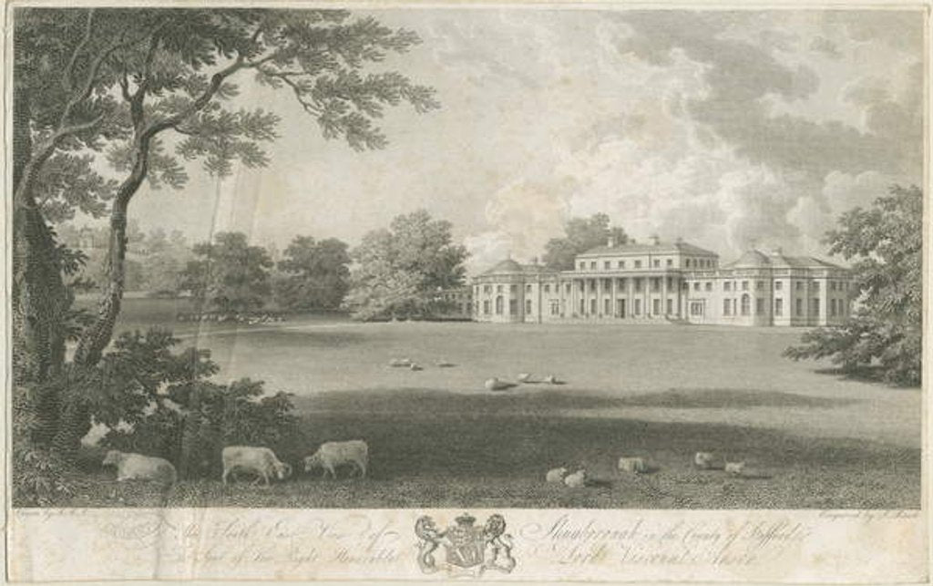 Detail of Shugborough Hall: engraving by Samuel Rawle