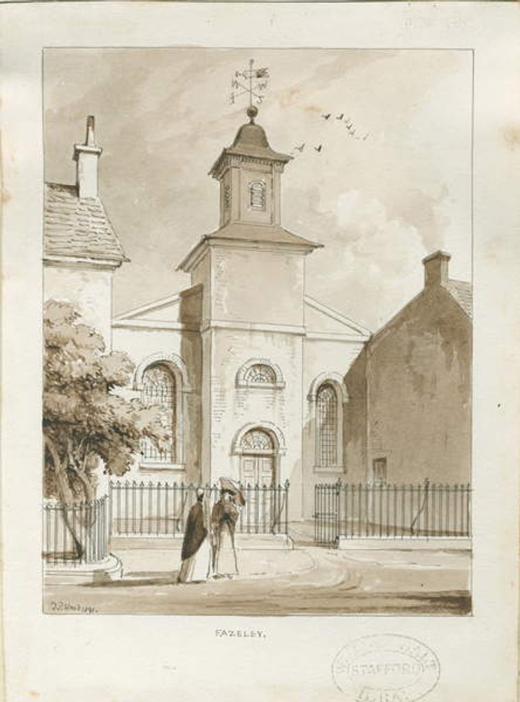 Detail of Fazeley Chapel: pen and wash drawing, 1841 by Thomas Peploe Wood