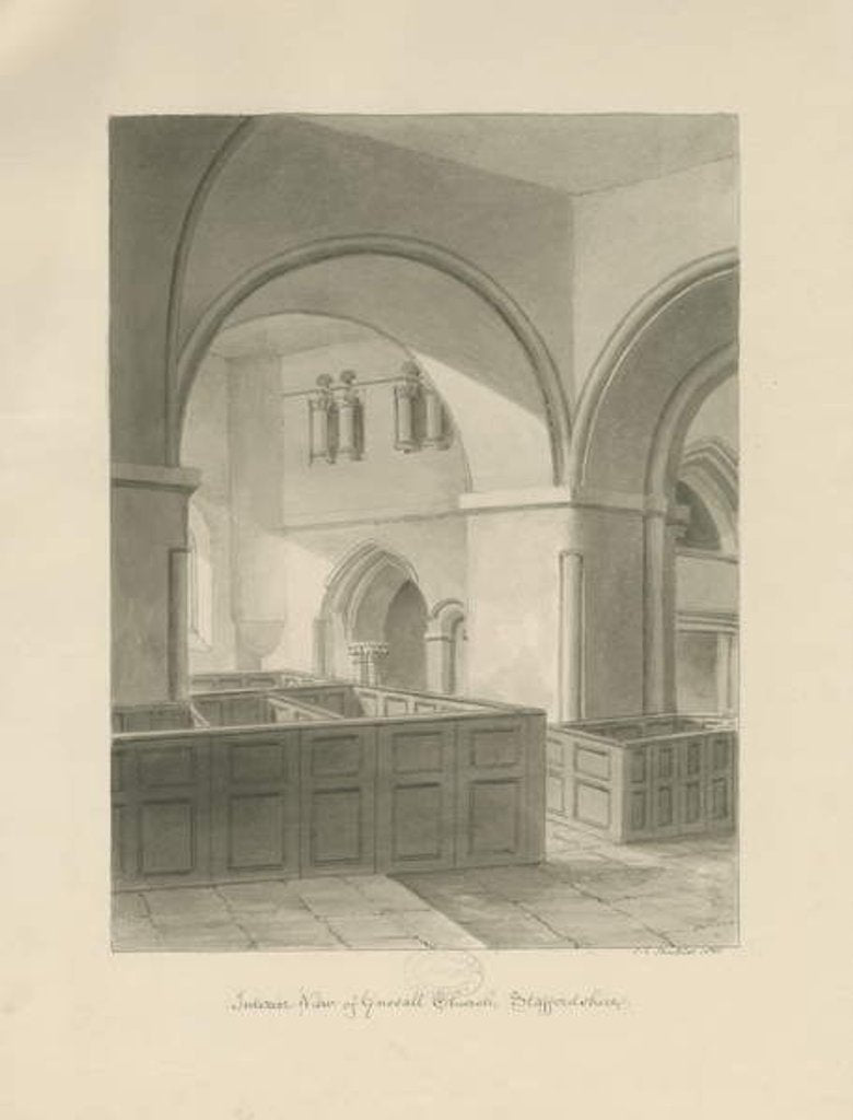 Detail of Forton - Aqualate Hall by John Chessell Buckler