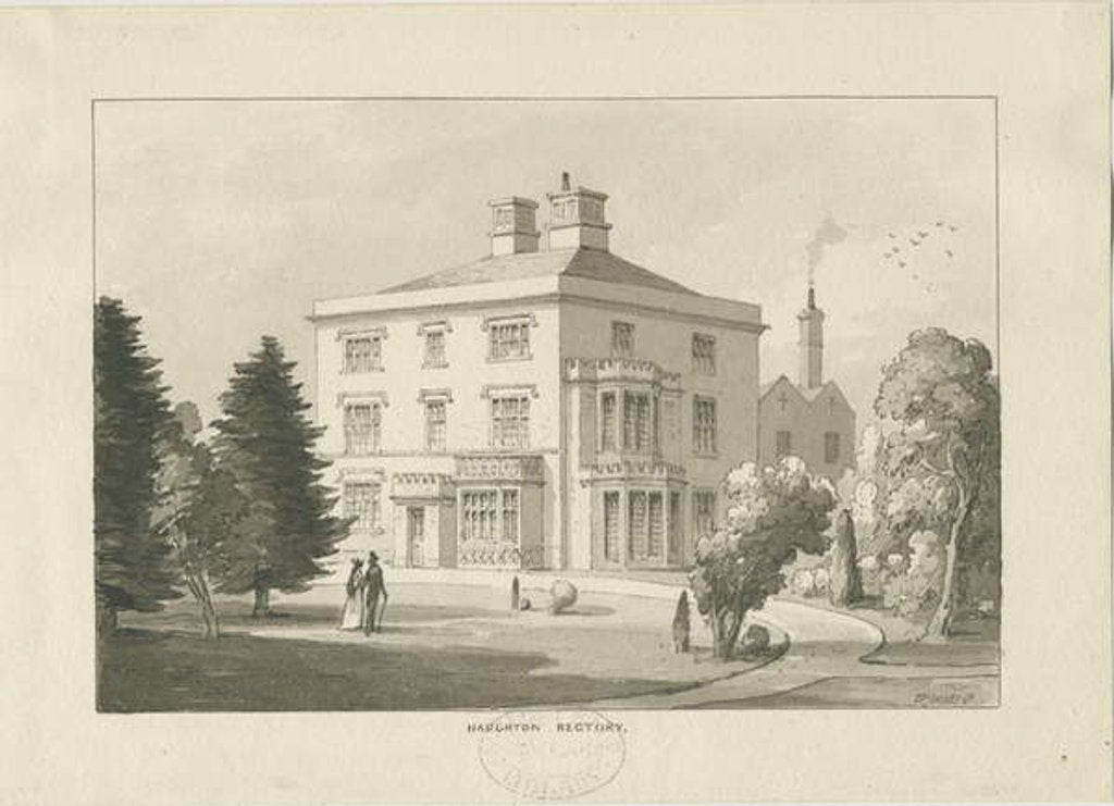 Detail of Haughton Rectory: wash drawing, 1838 by Thomas Peploe Wood