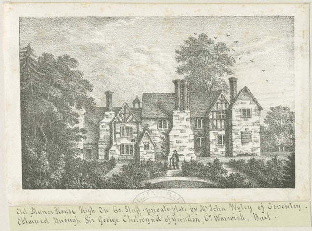 Detail of High Onn - Old Manor House: lithograph by School English