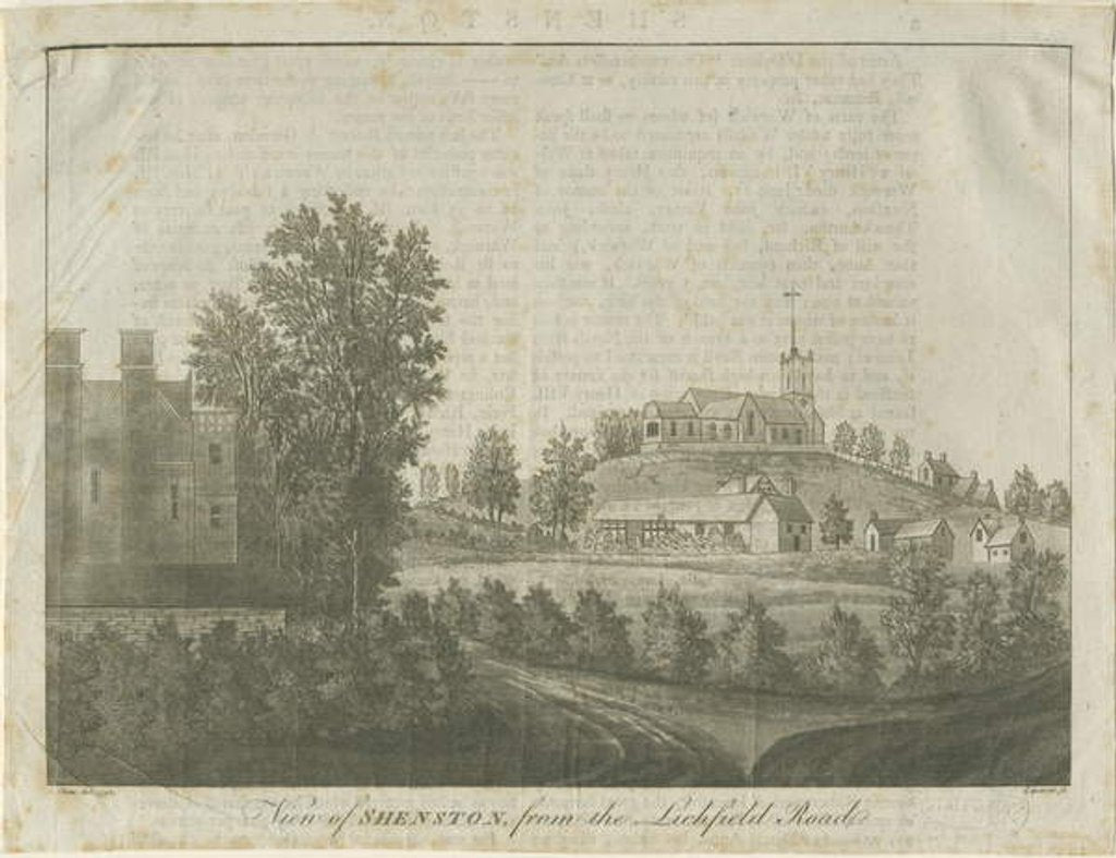 Detail of Shenstone Church and Village: aquatint engraving, 1792 by Stebbing Shaw