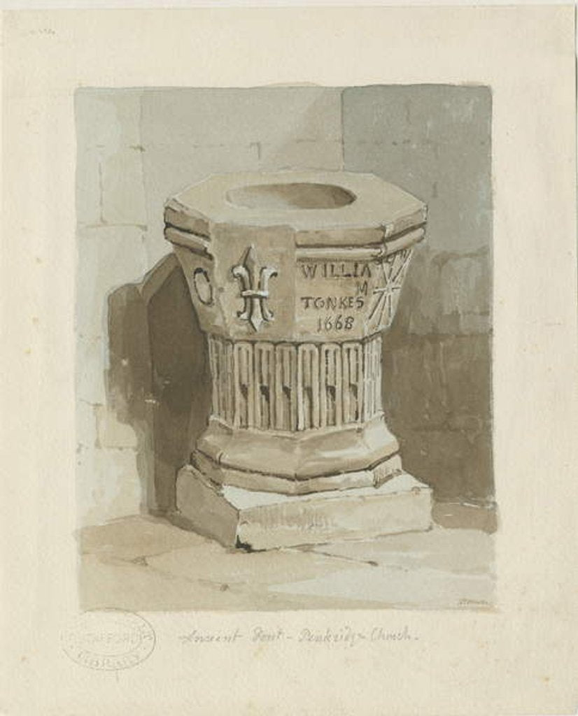 Detail of Font in Penkridge Church by Thomas Peploe Wood