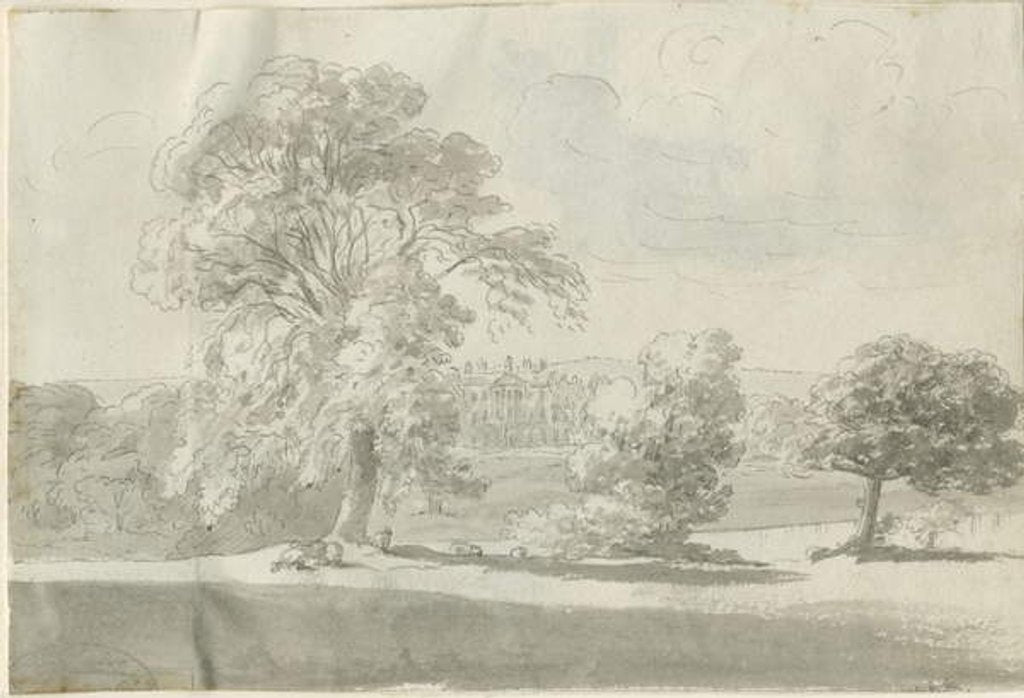 Detail of Shenstone - Little Aston Hall: pen and wash drawing by Henry Curzon Allport