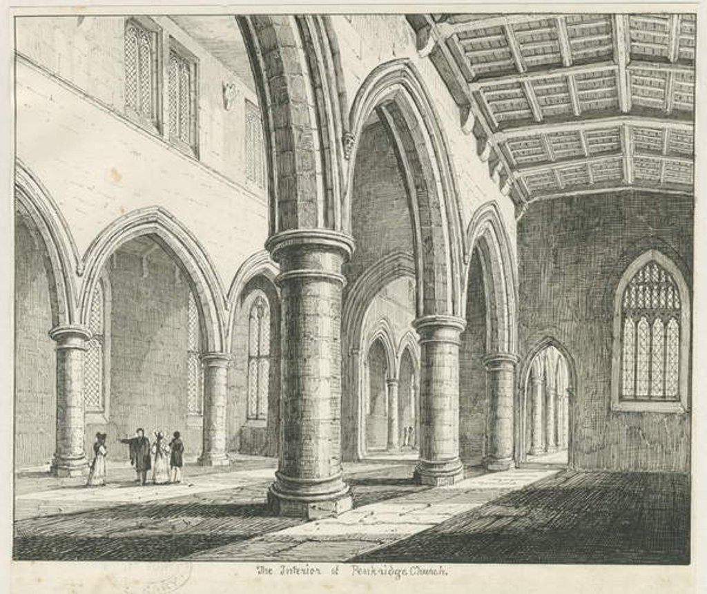 Detail of Interior of Penkridge Church: pen and ink drawing by Thomas Peploe Wood