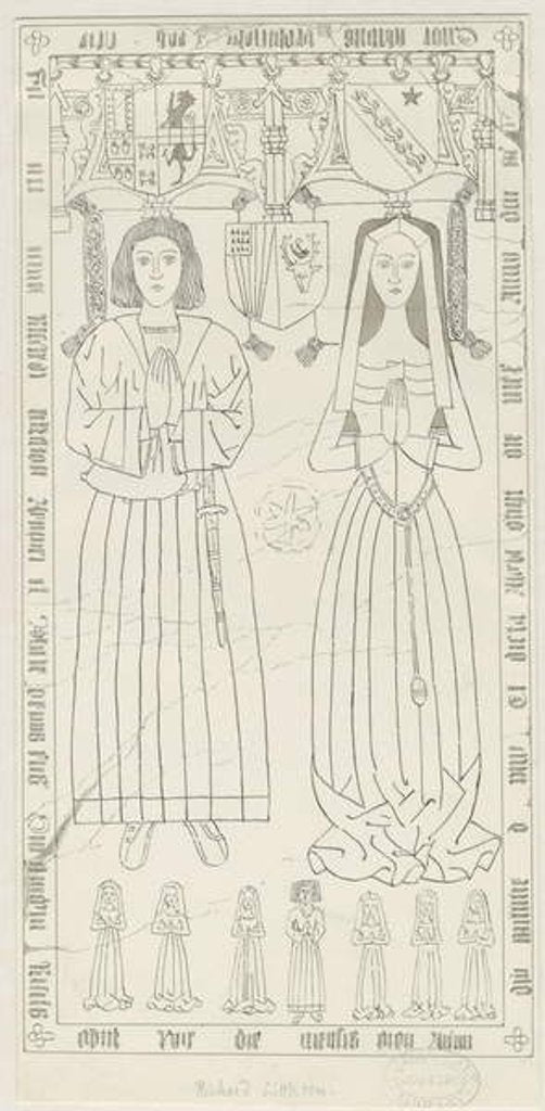 Detail of Penkridge Church - Tomb of Richard Littleton: pen and ink drawing, nd [1842-1845] by Thomas Peploe Wood