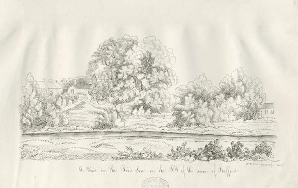 Detail of Stafford - River Sow: pen and ink drawing, 1836 by John Robert Fernyhough