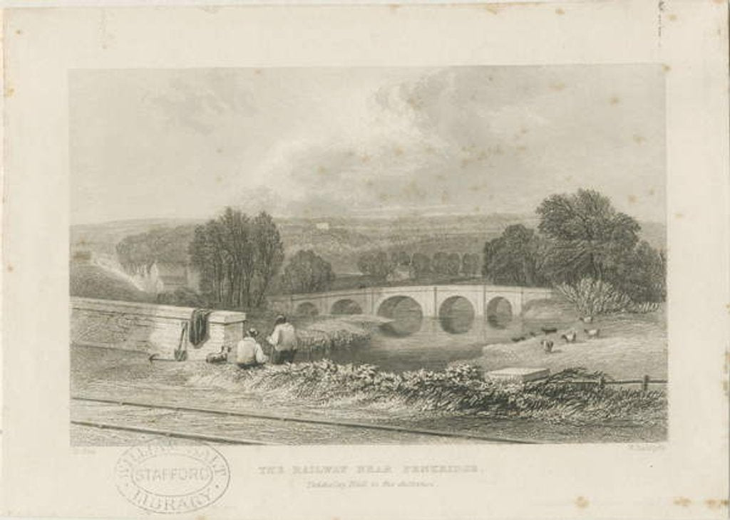 Detail of Penkridge Town - Railway and Bull Bridge by David Cox