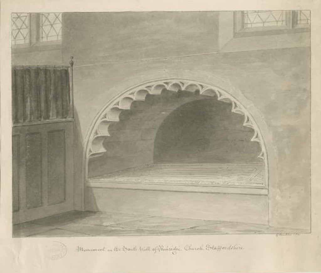Detail of Penkridge Church - Monument in South Wall by George Buckler