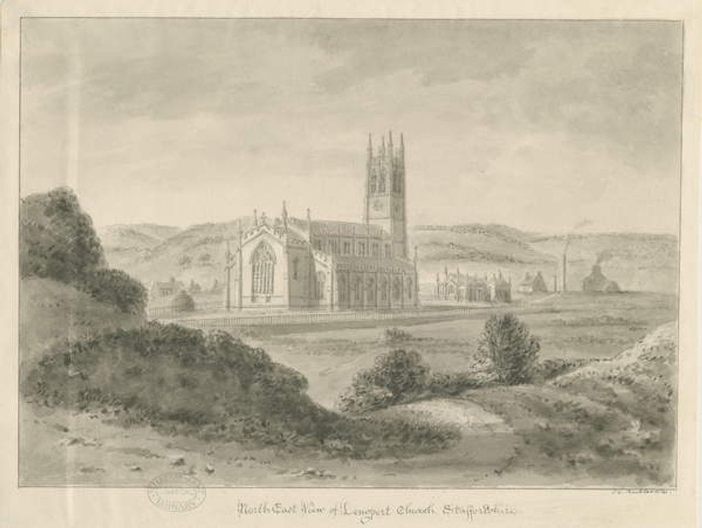 Detail of Longport Church - St. Paul's: sepia drawing, 1841 by John Chessell Buckler