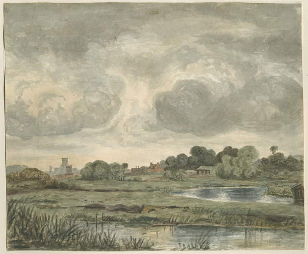 Detail of Stafford - Distant View from East: water colour painting, nd [?19th cent] by School English