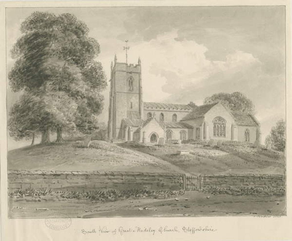 Detail of Madeley Church by John Buckler