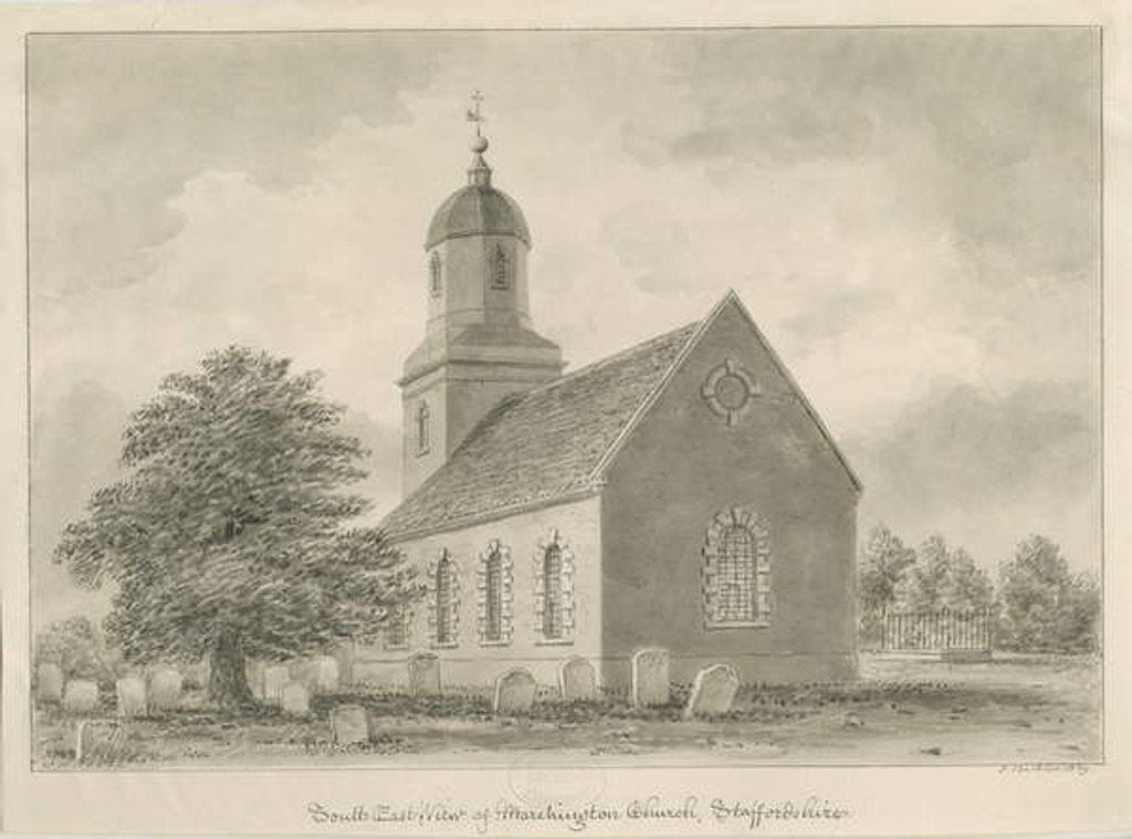 Detail of Marchington Church by John Buckler