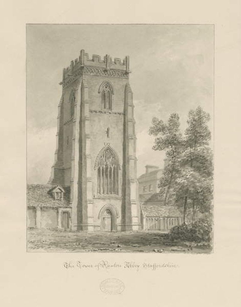 Detail of Ranton Abbey [Priory] - The Tower by John Chessell Buckler