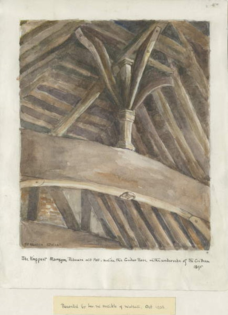 Detail of Mavesyn Ridware Hall - Gatehouse: painting, 1895 by School English